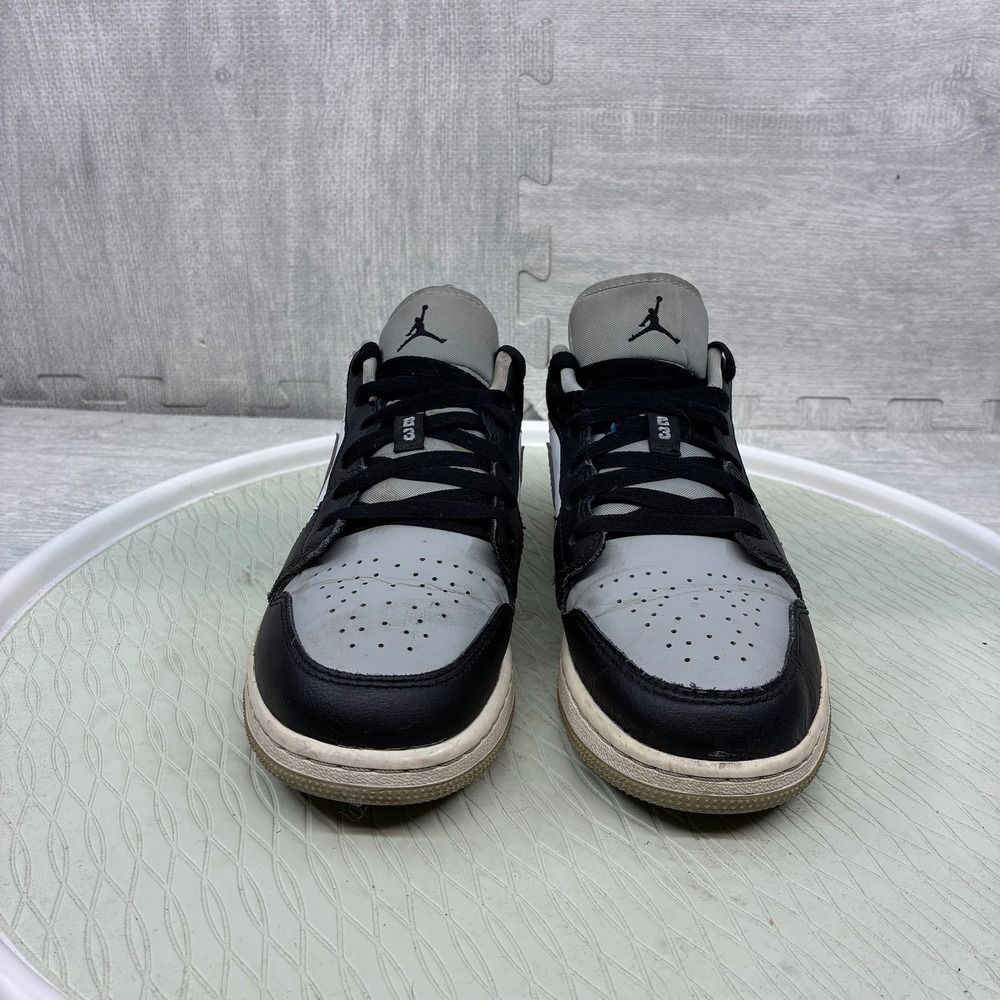 Jordan 1 Low Kids Size 6Y Black Grey White Shadow Leather Sneakers 553560-039 - Picture 2 of 6